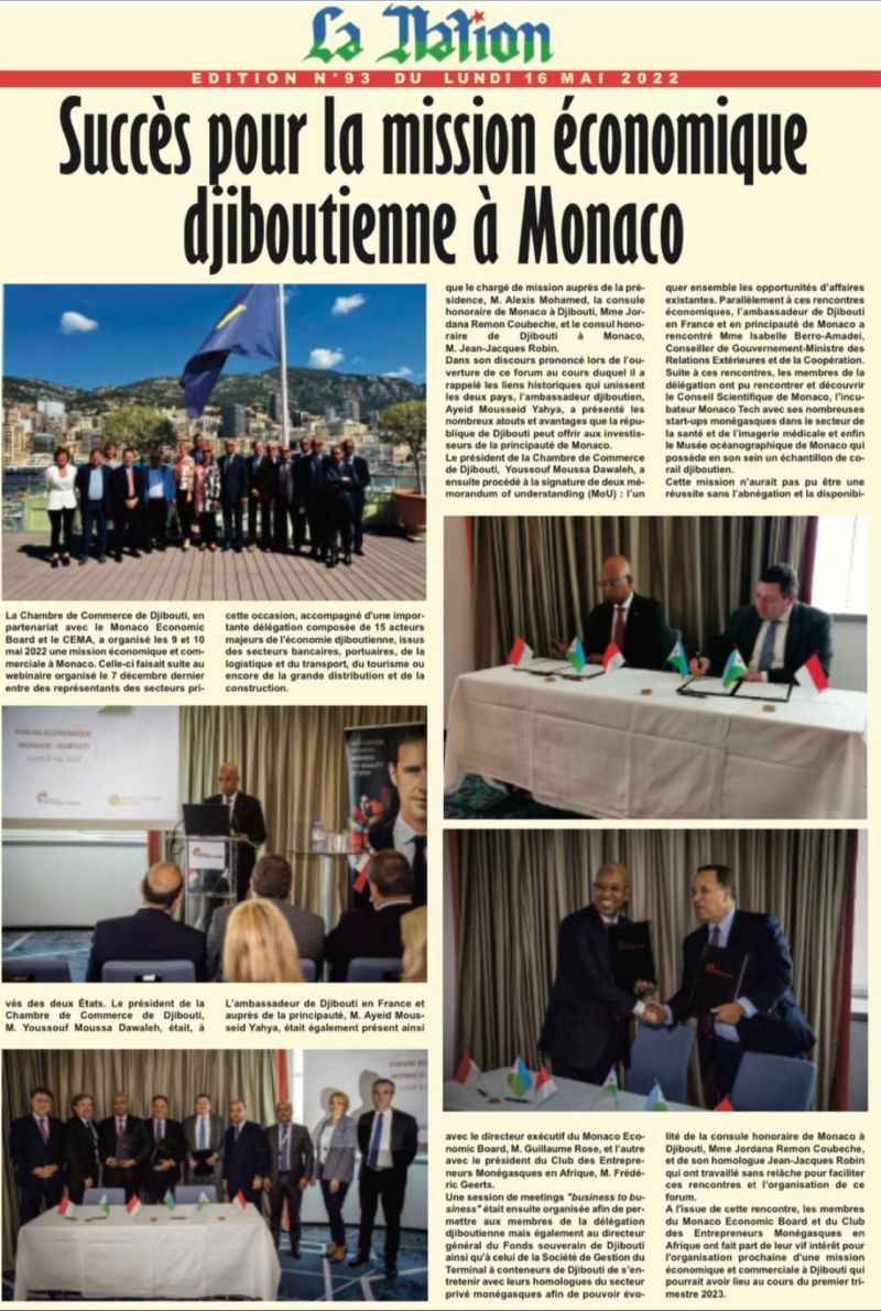 Succès pour la mission économique djiboutienne à Monaco